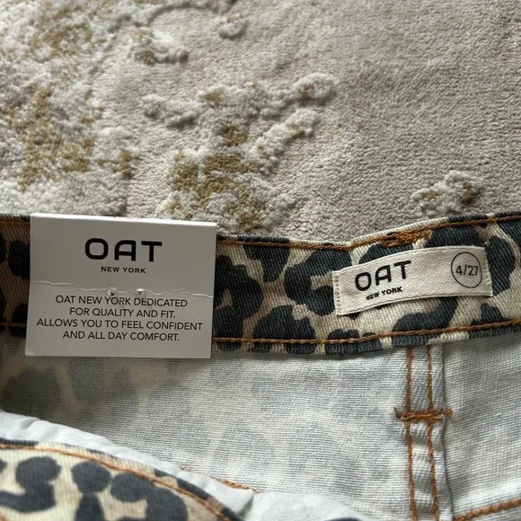 OAT New York Womens Leopard Print Cotton Blend Hi-Rise Wide Leg Jeans NWT - 4/27 - Picture 4 of 7
